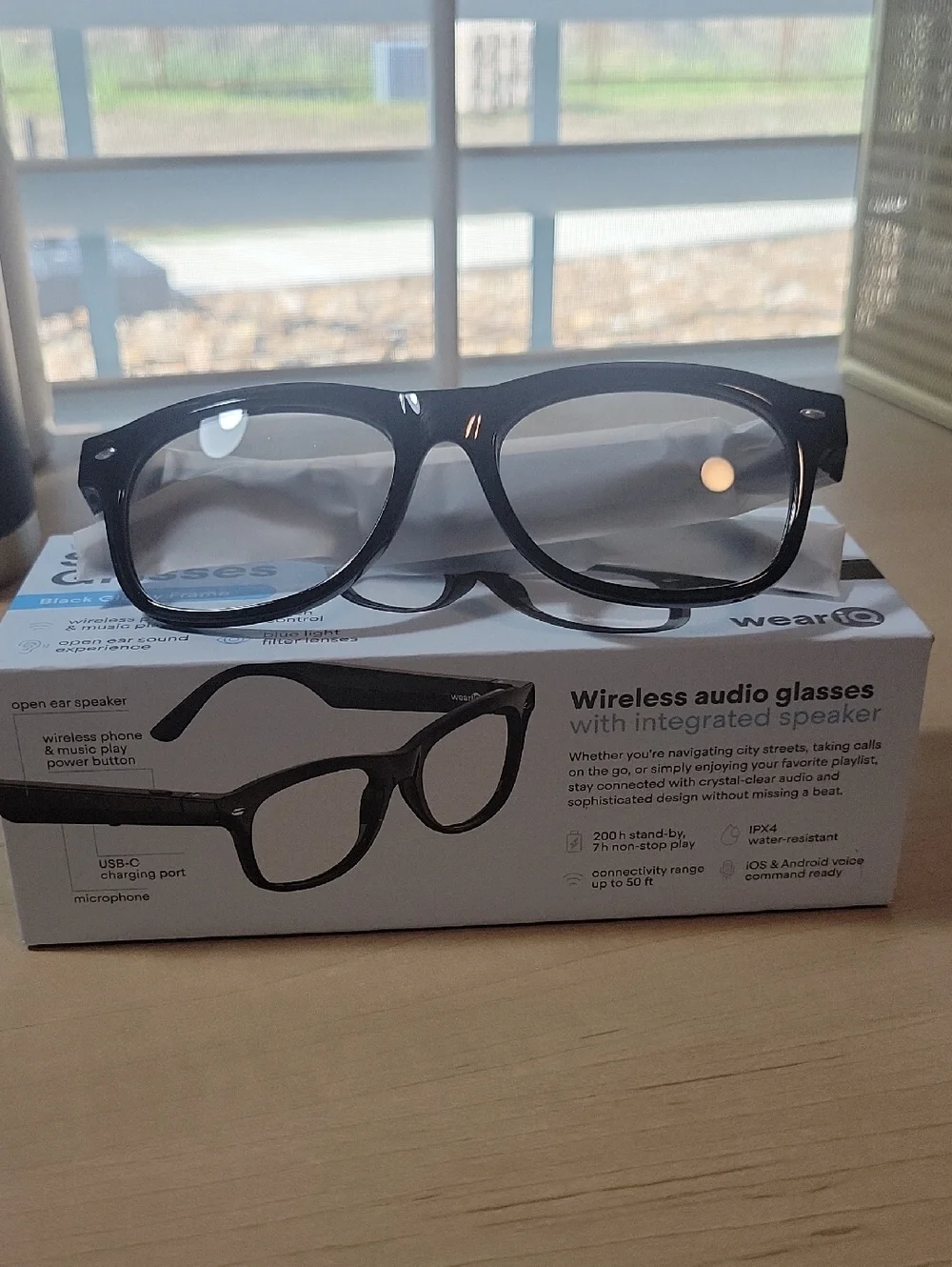 Wear iQ Wearable Wireless Audio Glasses in Black